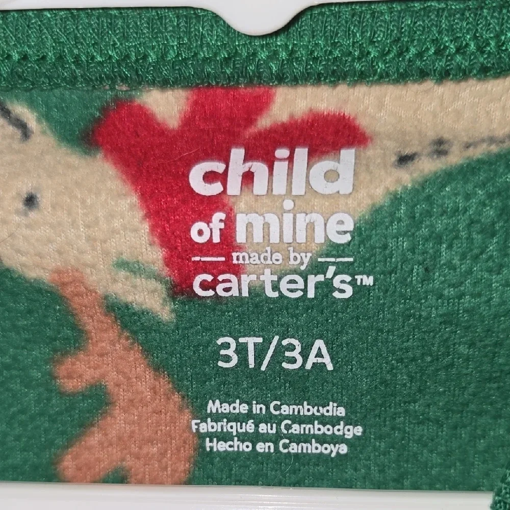 Carter's Festive Green Reindeer Footies LOT O
